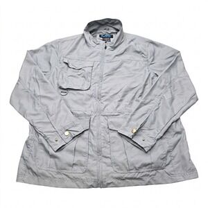 Mack Russo Mens XL Gray Full Zip Utility Jacket Lightweight Cargo Field Coat